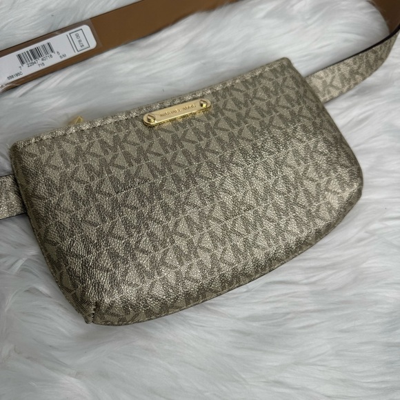 MICHAEL Michael Kors Gold Metallic Logo Belt Bag NWT S/M - Picture 2 of 9